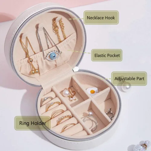 Miniatura 3 de NuAngela Joyero pequeño organizador de joyas de viaje, estuche portátil de piel sintética, soporte de joyería para mujeres y niñas, accesorios