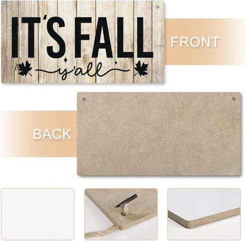 Miniatura 5 de Letrero decorativo para puerta delantera, decoración rústica de bienvenida de otoño para colgar en la pared, placas de madera para porche de granja