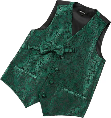 Miniatura 3 de Alizeal Conjunto clásico de corbatín y chaleco de traje de cachemira para niños