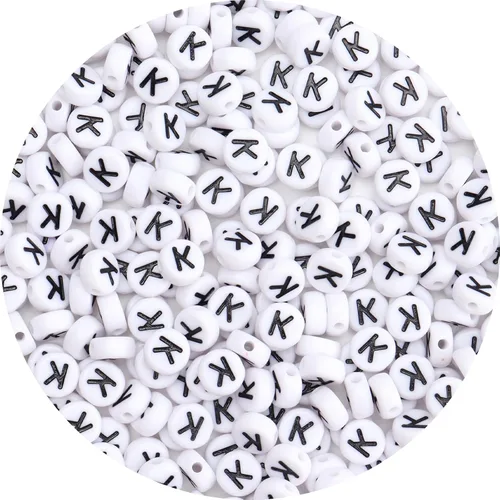 Miniatura 35 de 100 cuentas de letras – Cuentas redondas blancas del alfabeto acrílico de 0.16 x 0.27 pulgadas para hacer joyas, pulseras, collares y llaveros