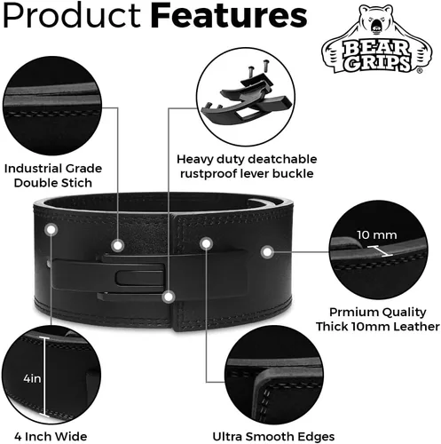 Miniatura 3 de Bear Grips 10mm Suede Leather Lever Weight Lifting Belt, Perfect for Gym, Squats, Weights, For Men and Women, Gym Accessories, Powerlifting Belt