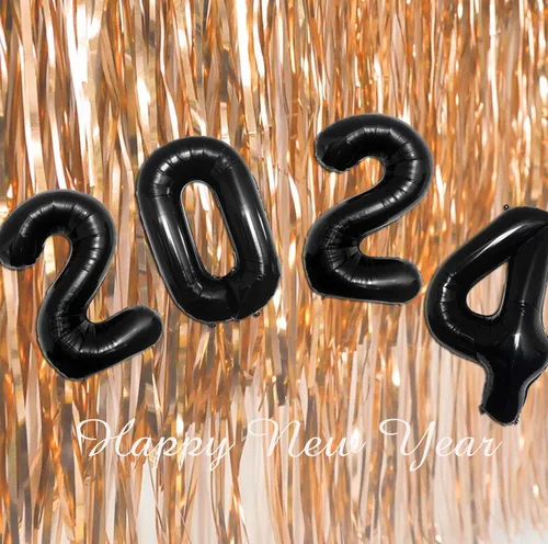 Miniatura 3 de FRUTA Globos negros de papel de aluminio de 16 pulgadas para suministros de fiesta de Año Nuevo, adultos, adultos unisex (paquete de 4)