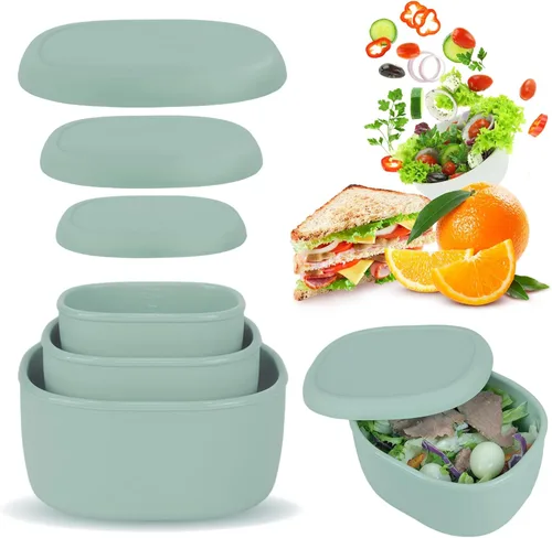 Juego de contenedores de almacenamiento de alimentos de silicona Anatole de 3 unidades, loncheras Bento con tapas, sin BPA, aptas para lavavajillas,