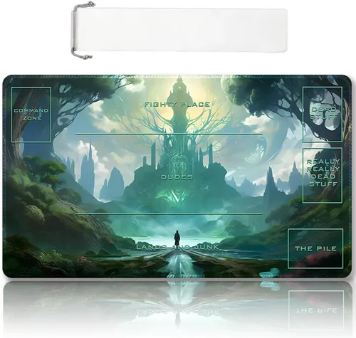Miniatura 29 de Tapete de Juego MTG Premium Cosido con Zonas y Respaldo de Goma Antideslizante - Tapete de Juego TCG para MTG y Otros Juegos de Cartas - Diseño Dkt
