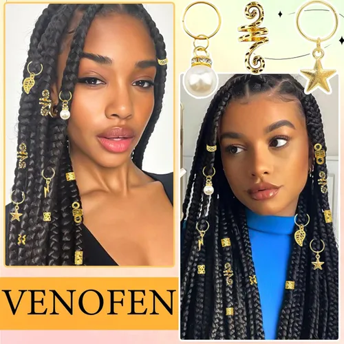 Miniatura 6 de 217 pulseras doradas para el cabello, para trenzas, cuentas de rastas de metal, joyería de perlas Loc, accesorios para trenzas, decoración