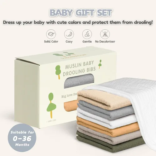 Miniatura 7 de Susurration Baberos de muselina para bebé, paquete de 6 baberos tipo bandana ajustables y suaves en forma triangular para bebés unisex, niñas y niños