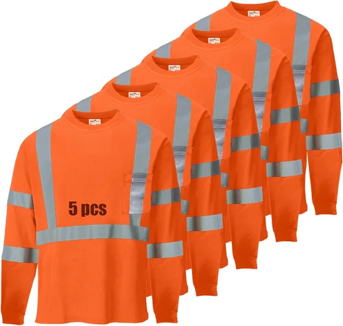 Miniatura 16 de Hi Vis - Camisetas de seguridad para hombre, reflectantes, de alta visibilidad, manga corta y larga, con bolsillo, paquete de 3 y 5