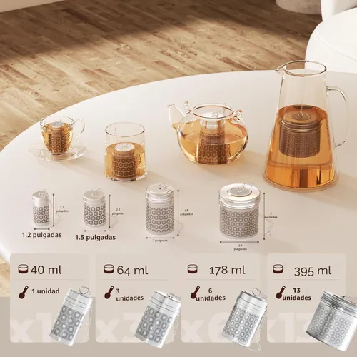 Miniatura 9 de Reinmoson Colador de Té Grande para Té Suelto y Especias para Cocina, Coladores de Malla Extra Fina, Colador de Té de Hojas Sueltas de Acero 1