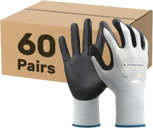 Miniatura 19 de Kebada W2 - Guantes de trabajo unisex, aptos para pantalla táctil, con agarre, elásticos, recubiertos de nitrilo, para jardinería, manejo de Gris