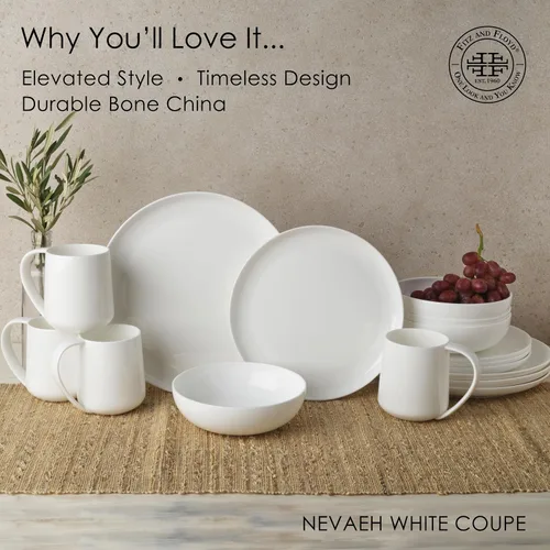 Miniatura 4 de Everyday White by Fitz and Floyd Nevaeh Coupe - Juego de vajilla de 16 piezas, servicio para 4 personas