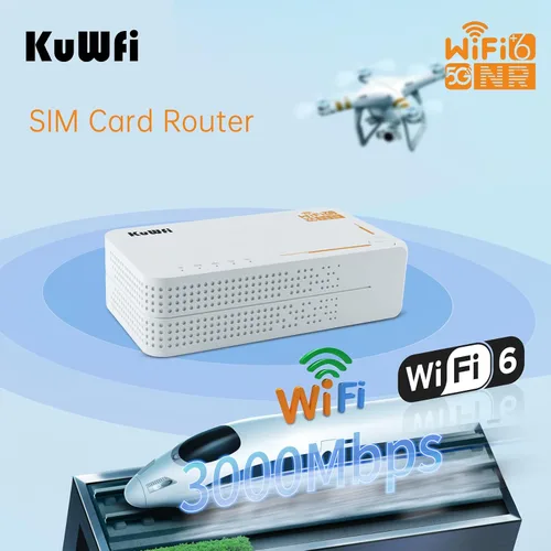 Miniatura 8 de KuWFi Router 0.18 oz con ranura para tarjeta SIM desbloqueada, AX3600 WiFi-6 módem con ranura para tarjeta SIM, NR NSA/SA 5G NR SA NSA AX3000 WiFi 6