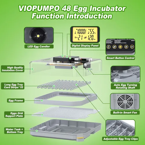 Miniatura 8 de Incubadora de huevos para incubar 48-132 huevos de pollo/codorniz/pavo, incubadoras de aves de corral con giro automático de huevos/control