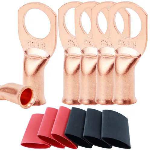 Miniatura 58 de TKDMR - Kit de 264 piezas de extremos de cable de batería, 132 piezas de terminales de anillo de lengüetas de cable de cobre resistentes AWG 8 6 4 2