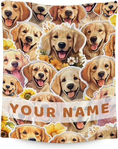 Miniatura 9 de Golden Retriever - Manta de regalo de 30 x 40 pulgadas, lindas mantas para mujeres y niñas, mantas de felpa suaves azules para sofá, oficina