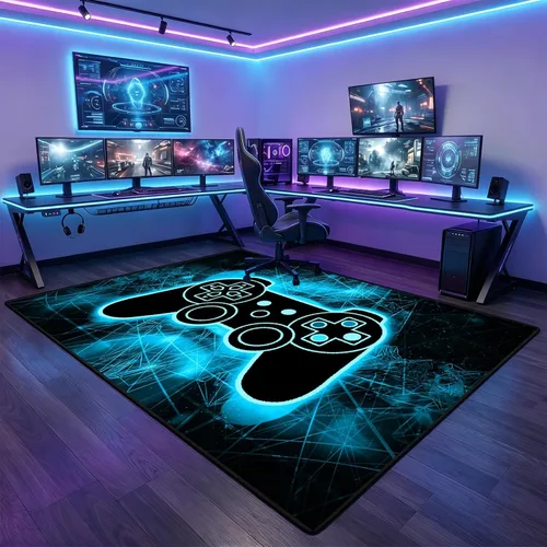 Miniatura 18 de BATATADOCE Alfombras de videojuegos para dormitorio de niños, alfombras para sala de juegos, decoración de juegos para niños, alfombra de área