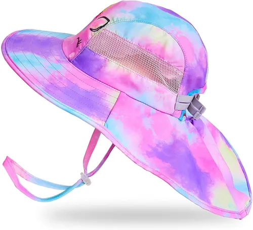 Miniatura 117 de Sombrero de sol para niños, protección UV, unicornio, verano, playa, jugar con ala ancha, solapa para el cuello para niñas y niños