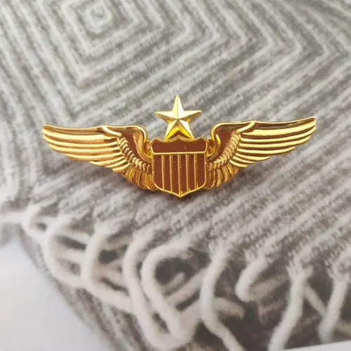 Miniatura 5 de Pin de las alas del aviador del metal, Pin de la etiqueta de la insignia del piloto del ala del oro del piloto