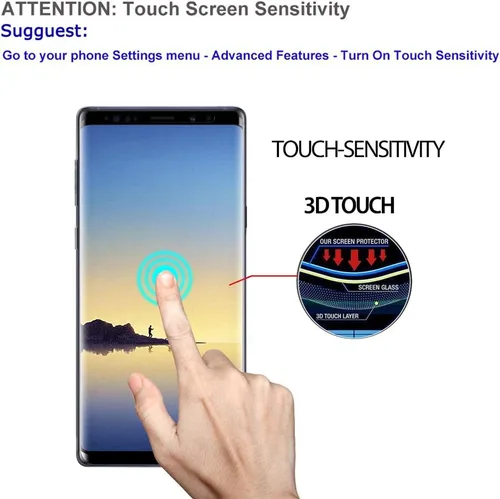 Miniatura 3 de AOKER - Protector de pantalla de privacidad para Galaxy Note 8 / Note 9, película de vidrio templado, borde curvado 3D, fácil de instalar, antiespía