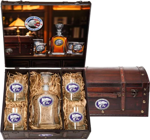 Miniatura 28 de Heritage Pewter Alabama Capitol - Juego de baúl Recipiente de líquido de 24 onzas con 4 vasos de agua Vidrio de peltre elaborado por expertos