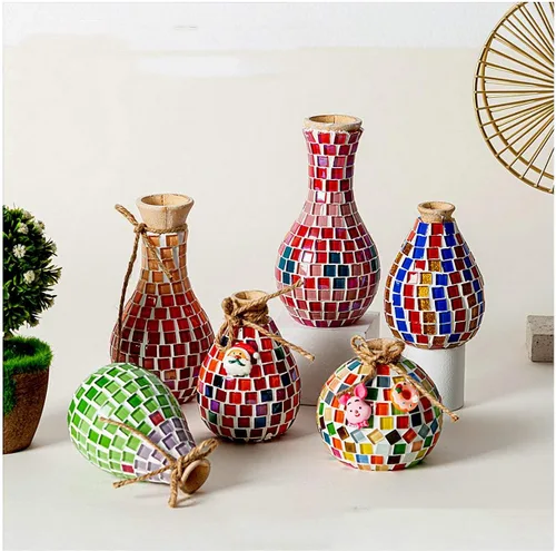 Miniatura 3 de 100 Piezas de Azulejos de Mosaico a Granel de Colores Surtidos, Azulejos de Vidrio Opaco para Manualidades de Mosaico DIY, Adornos para el Hogar