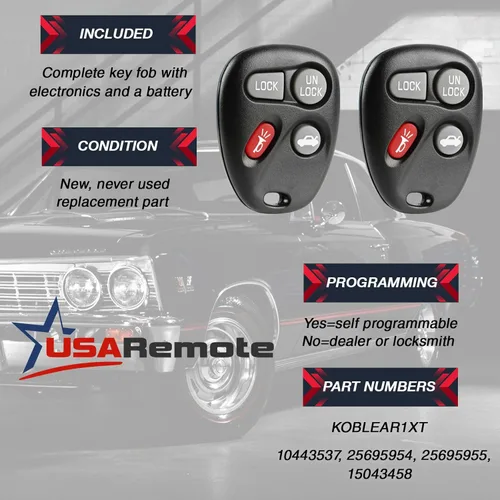 Miniatura 3 de Llavero de control remoto de entrada sin llave para automóvil compatible con Chevy Impala Monte Carlo 2001-2005 / Pontiac Grand Prix 2004 Negro