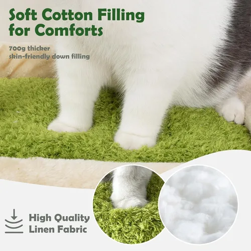 Miniatura 5 de Meowoou Torre de palmera para gatos de interior con acogedor condominio para gatos, postes rascadores de sisal natural de 33 pulgadas y pompón