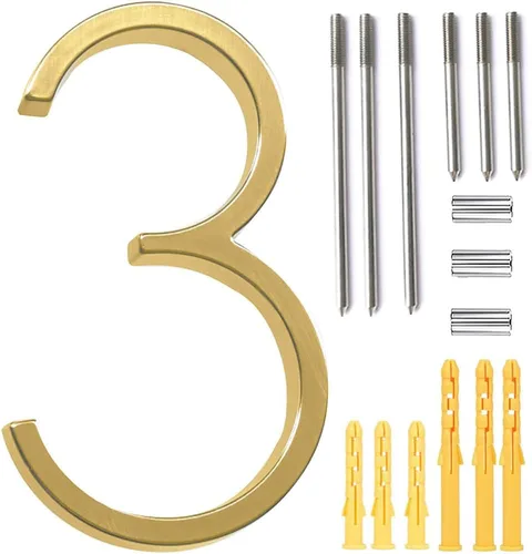 Miniatura 28 de Número de casa flotante de 5'', números de casa modernos - aleación de zinc, número de dirección de casa con exquisito proceso de dibujo - dorado