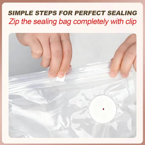 Miniatura 7 de Bolsas selladoras al vacío reutilizables para alimentos: 30 bolsas de sellado al vacío reutilizables sin BPA con válvula de aire y 2 clips