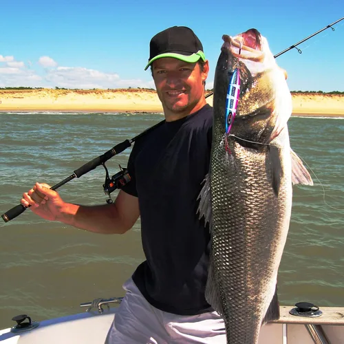 Miniatura 7 de Goture Señuelo artificial vertical de caída plana lenta con plomo luminoso de agua salada, señuelo de pesca con dos ganchos Mustad de asistencia
