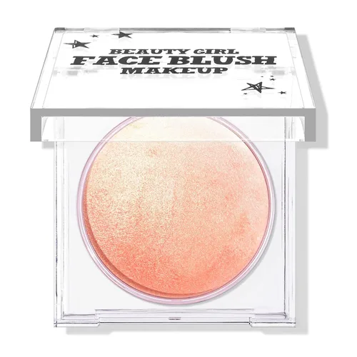 KYDA Rubor horneado, polvo de brillo coral para rubor e iluminador, acabado de alto brillo, colorete ligero mezclable, polvo horneado multiuso, 0.53