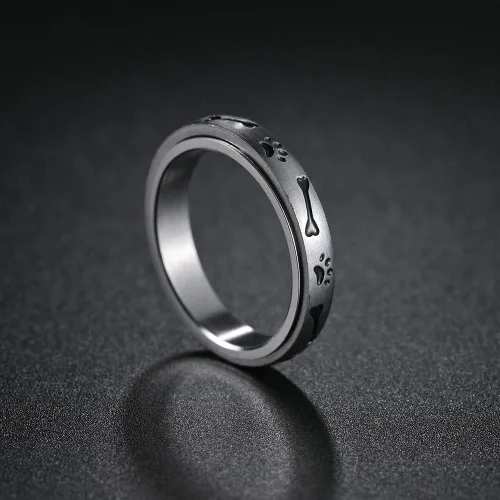 Miniatura 2 de Anillos giratorios para aliviar la ansiedad con diseño de patas de mascotas, anillo giratorio de hueso de cachorro y perro, anillo para aliviar