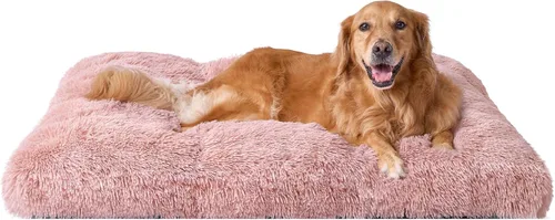 Miniatura 45 de EHEYCIGA Cama Esponjosa para Jaula de Perros Grandes, Almohadilla de Jaula de Piel Sintética Afelpada, Cama Calmante Anti-Ansiedad para Perros Negro