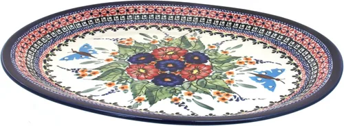 Miniatura 8 de Blue Rose Polish Pottery – Plato grande de pavo real azul – 14 x 8.2 pulgadas – Plato único para cenas, muy duradero y apto para lavavajillas