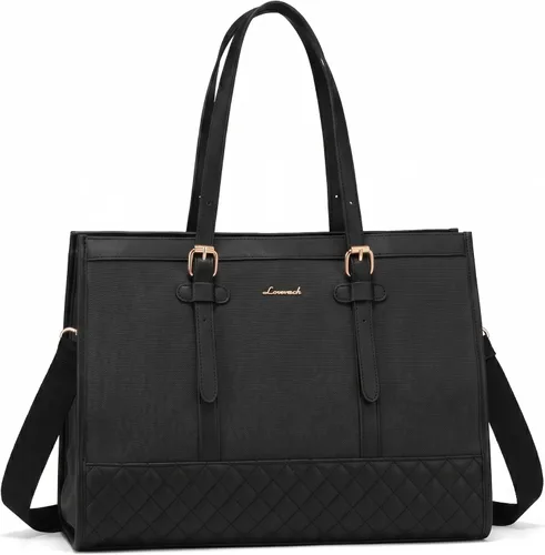 Miniatura 10 de LOVEVOOK Bolsa para Laptop para Mujeres de 15.6 pulgadas Bolsa Tote de Lona para Laptop, Bolsa de Trabajo de Gran Capacidad con Cartera de Mano