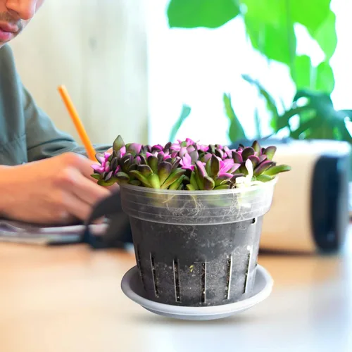 Miniatura 7 de Macetas colgantes de interior, maceta flexible para guardería, maceta de plástico con agujeros de drenaje y platillo desmontable, macetas