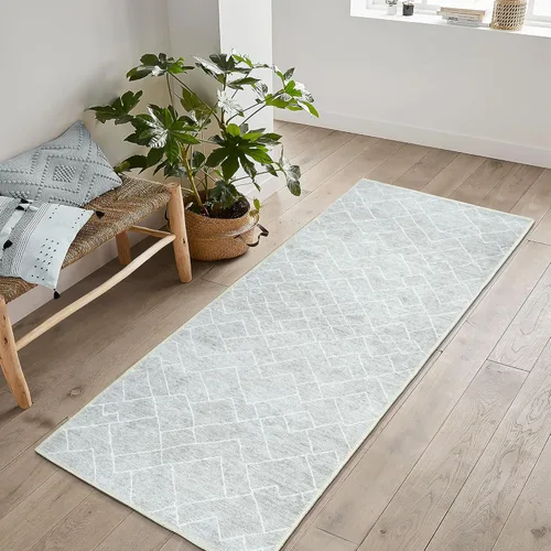 Miniatura 21 de Bloom Rugs Alfombra de pasillo lavable antideslizante de 12 pies – Beige/rosa moderno geométrico para entrada, pasillo, baño y cocina