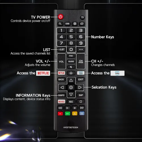 Miniatura 2 de AKB75675304 - Control remoto de TV para L-G TV, repuesto para control remoto L-G para Smart TV, compatible con todos los modelos de TV L-G