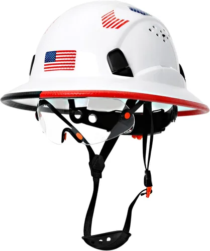 Cascos De Construcción de ala completa Cascos de seguridad aprobados por OSHA con visera transparente - Casco de seguridad de construcción ventilado