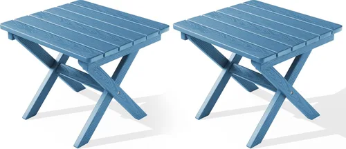 Miniatura 28 de SERWALL Mesa auxiliar Adirondack, mesa auxiliar para exteriores, sin montaje, mesa plegable pequeña de HDPE para patio trasero, piscina, porche
