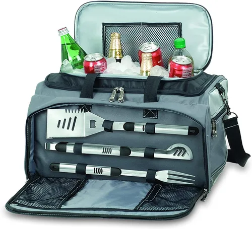 Miniatura 2 de ONIVA – una marca Picnic Time Buccaneer - Bolsa portátil para parrilla de carbón y hielera, (negro con detalles en gris)
