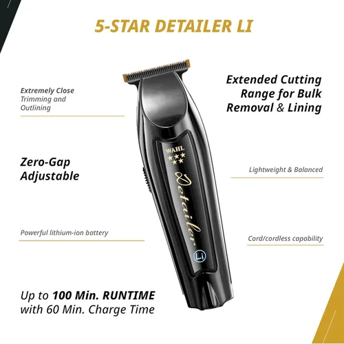Miniatura 4 de Wahl Professional Combo de barbero inalámbrico, clip mágico y detallador de li, batería de iones de litio, tiempo de funcionamiento de 100 minutos