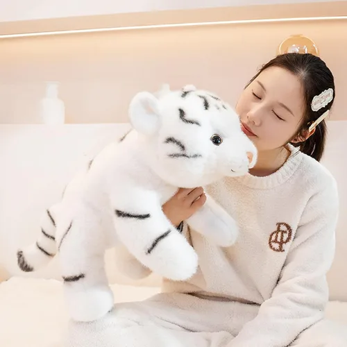 Miniatura 4 de Animal de peluche con peso de tigre blanco, almohada de peluche de tigre con peso de 17.7 pulgadas, juguetes de peluche de tigres suaves, almohada