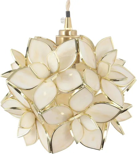 Miniatura 23 de Bieye L10749 - Lámpara colgante de techo de vidrio manchado estilo Tiffany con pantalla de 8 pulgadas de ancho (naranja, 8" flor de cerezo)