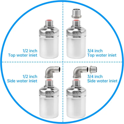 Miniatura 6 de 2 Pack Water Float Valve,1/2" to 3/4'' 1'' 304 Stainless Steel Fully Automatic Water Level Controller Float Valve