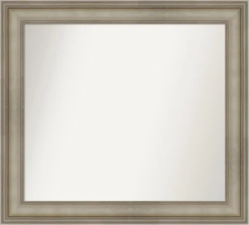 Miniatura 337 de Amanti Art Espejo de baño plateado para sobre el fregadero, 26 x 26 pulgadas, espejo cuadrado de plata antigua, marco de madera tradicional mediano