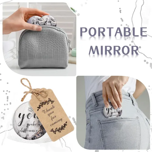 Miniatura 5 de Tradder 50 juegos de espejos compactos a granel para mujeres, agradecimiento, bolso pequeño, bolsa de bolsillo, artículo de maquillaje, mini espejo