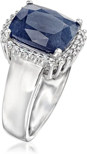Miniatura 3 de Ross-Simons 4.50 Carat Sapphire and .20 ct. t.w. White Topaz Ring in Sterling Silver