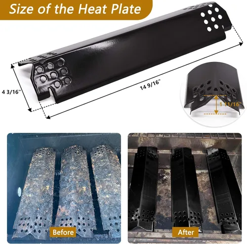 Miniatura 5 de Piezas de repuesto para parrilla Nexgrill 720-0830H, paquete de 4 tubos de quemador de parrilla y escudos de placa térmica para parrillas de gas Kit