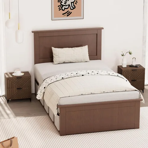 Miniatura 43 de Royal Windsor Mesita de noche acanalada con 3 cajones, mesa auxiliar lateral, armario de almacenamiento de acento, mesita de noche moderna