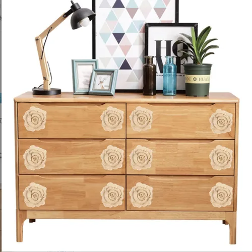 Miniatura 6 de 4 piezas de madera tallada de onlay apliques de madera de rosa tallada para muebles de cama, decoración de gabinete